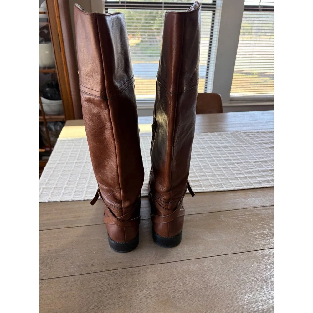 Coach Micha Knee-High Riding Boot chestnut brown gold hardware size 10